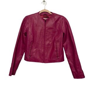 Paradox Fuchsia Peplum Leather Jacket (small)